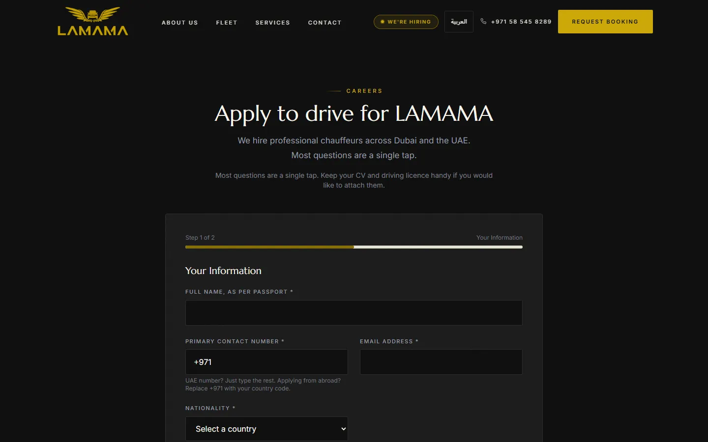 The two-step driver application form